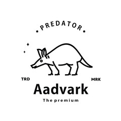 vintage retro hipster aadvark logo vector outline monoline art icon	
