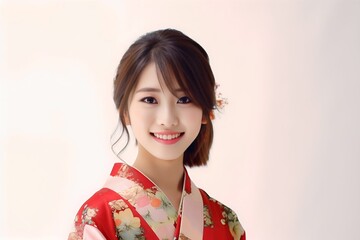 Beautiful young japanesse Asian woman wearing traditional kimono dress