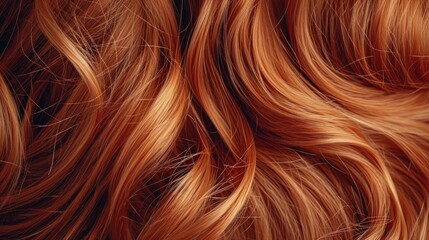 close up texture of beautiful shiny red hair     