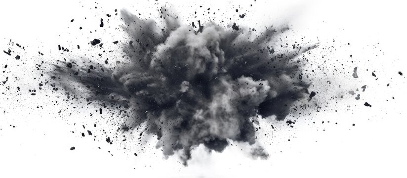Ash explosion seen on white.