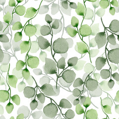 Obraz premium Watercolor elegant seamless greenery pattern