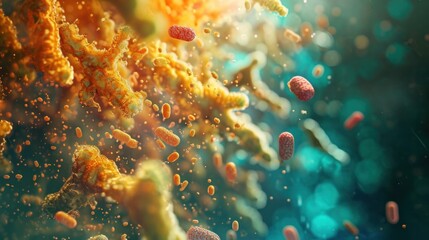 Fototapeta na wymiar Microbiota microscope microbial closeup wallpaper science backdrop 