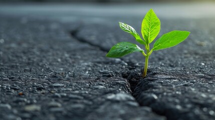 Small Green Plant Sprouting Out of Ground