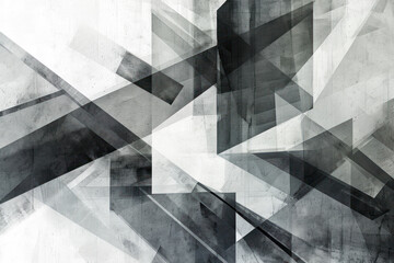 abstract geometric design with intersecting lines and shapes in various shades of gray.