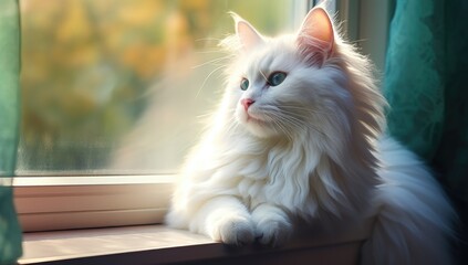 white cat with green eyes