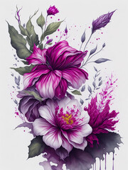 Abstract floral watercolor flower decoration arrangement bouquet ai generative
