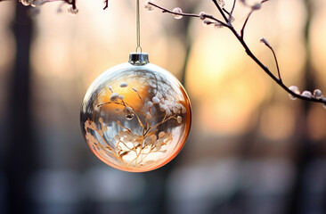 Christmas shaped transparent balls christmas decorations generative ai