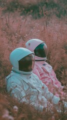Two People in Spacesuits Sitting in a