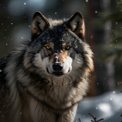 beautiful wolf in the snow