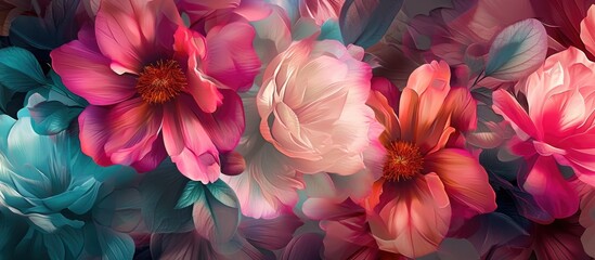 Digital floral print with creative graphic art and smooth mixing, suitable for sarees, suits, and home decor.