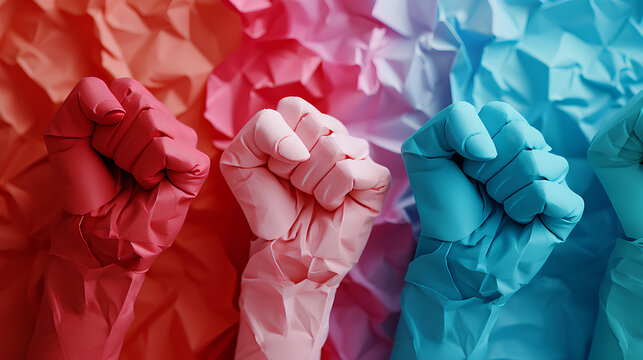 Women day background poster banner symbolizing strength, team work and determination, concept of women empowerment