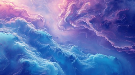 Blue and Purple Clouds, Abstract Painting