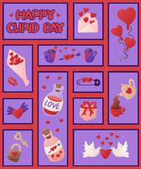 Fototapeta na wymiar St Valentines day vertical graphic composition
