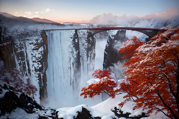 It snows before the trees wither. Generative AI.