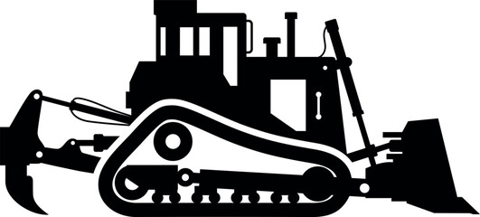 Silhouette of Bulldozer Icon in Flat Style. Vector Illustration © yustus