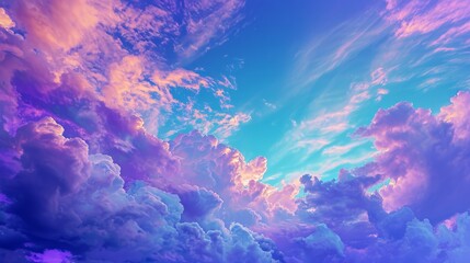 Fototapeta na wymiar Vibrant Blue Sky With Abundant Clouds -