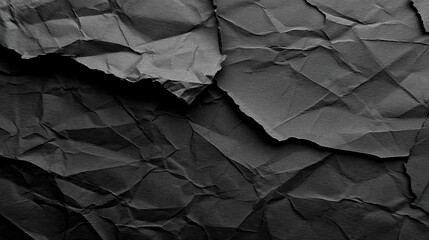 Torn and crumpled black paper texture background. Paper texture background for text or images. Abstract design concept