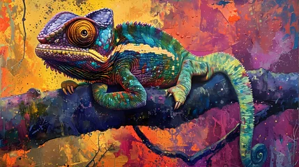 Foto op Canvas chameleon on a branch © Manja