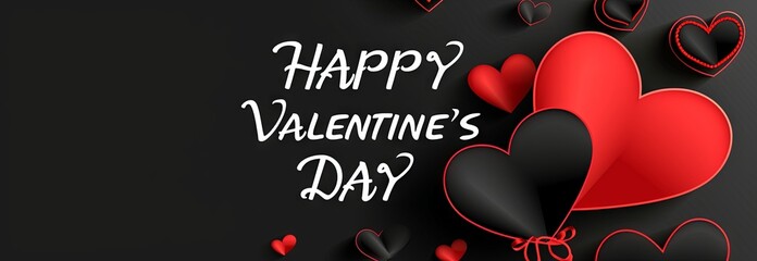 valentine day card with red and black hearts Generative AI