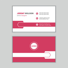 Double sided minimalist corporate business card design template with eye catching color and editable content.