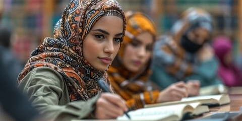 Studentinnen Muslimas - obrazy, fototapety, plakaty