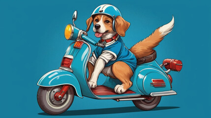 T-shirt design: dog on a scooter Generated AI