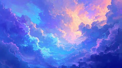 Fototapeta na wymiar Vibrant Sky Filled With Abundant Clouds in