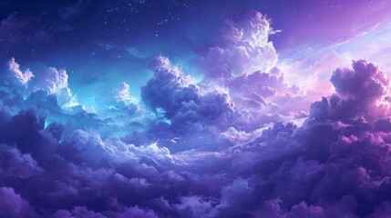 Majestic Purple and Blue Sky Filled With