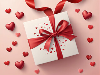 Valentine Background with Gift Box