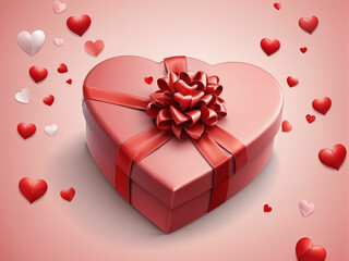 Valentine Background with Gift Box