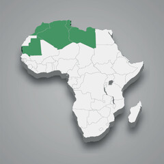 Arab Maghreb Union location within Africa 3d isometric map