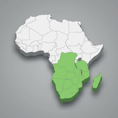 Intergovernmental Authority on Development location within Africa 3d isometric map