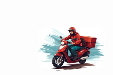 Vector illustration of a courier. Fast delivery. Deliveryman. Courier service. Place for text