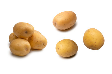 A group of fresh tasty potato isolated on white background.