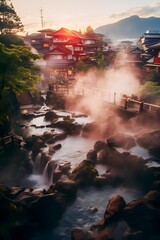 outdoor onsen hot springs in japan