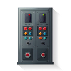 Industrial control panel with buttons isolated on white background, flat design, png
