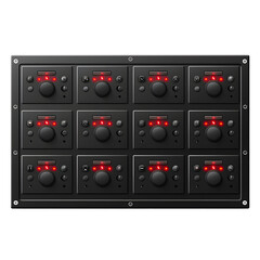 Industrial control panel with buttons isolated on white background, realistic, png

