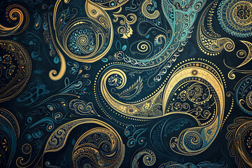paisley pattern with swirls and curves - obrazy, fototapety, plakaty