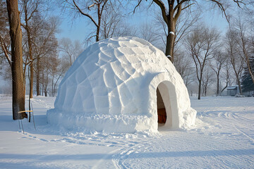 igloo with a dome and a door