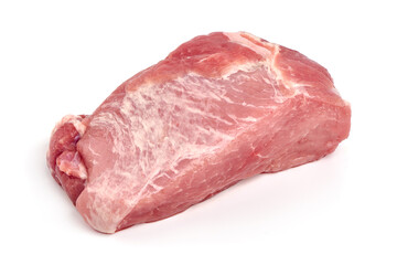 Raw pork meat isolated on white background.