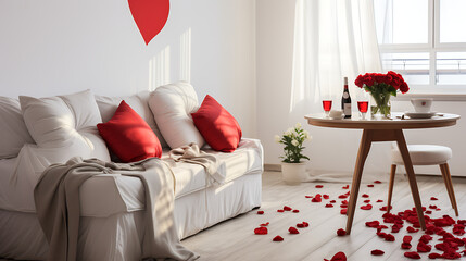 valentine day living room decoration.
