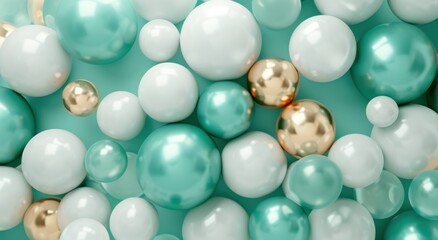 an aerial shot of a background with tons of water balloons in teal and white