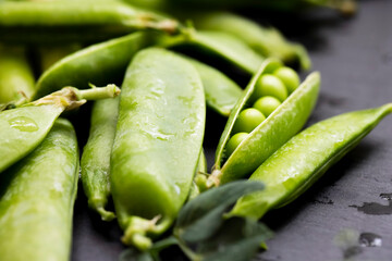 Close-up of Freshly Harvested Green Peas