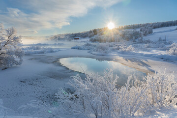 Obraz na płótnie Canvas winter landscape with river and snow
