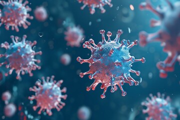 Fototapeta na wymiar 3D illustration of corona virus coronavirus COVID-2019 in microscope