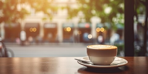 Seeking a stylish and modern background for your coffee shop photos? Our collection offers chic blur and dreamy bokeh with empty tables.