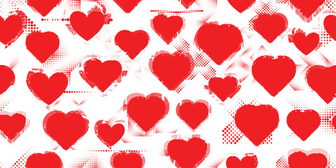 Vector Illustration. Seamless Pattern . Vintage Heart Background. Abstract endless pattern with grunge hearts. 