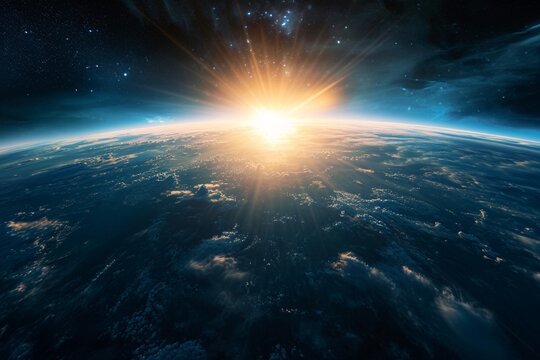 Blue Sunrise, View Of Earth From Space