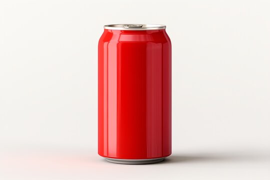 red soda can mockup on white background. 3d rendering. white background