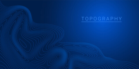Landscape geodesy topographic map background. Blue topographic lines on blue gradient background. Texture of lines. Transparent background. Vector illustration